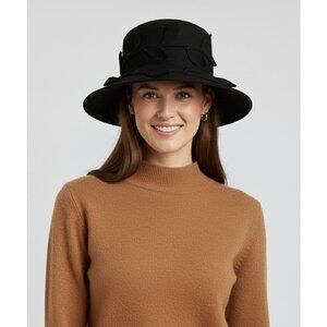 Betmar Leaves Wool Bowler Hat Black Women One Size